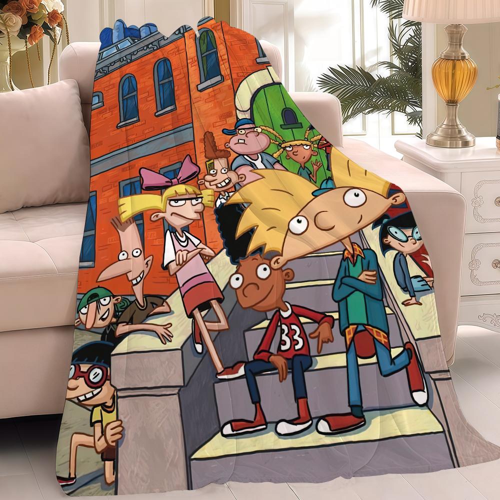 Cartoon H-Hey A-Arnold Comedy Funny Blanket Warm And Soft Suitable For Bedroom Living Room Sofa Bed Office Travel Camping
