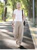 2026 Spring/Summer Women's Comfortable Ramie Wide-Leg Carrot Pants - Retro Lantern Style, Loose & Casual