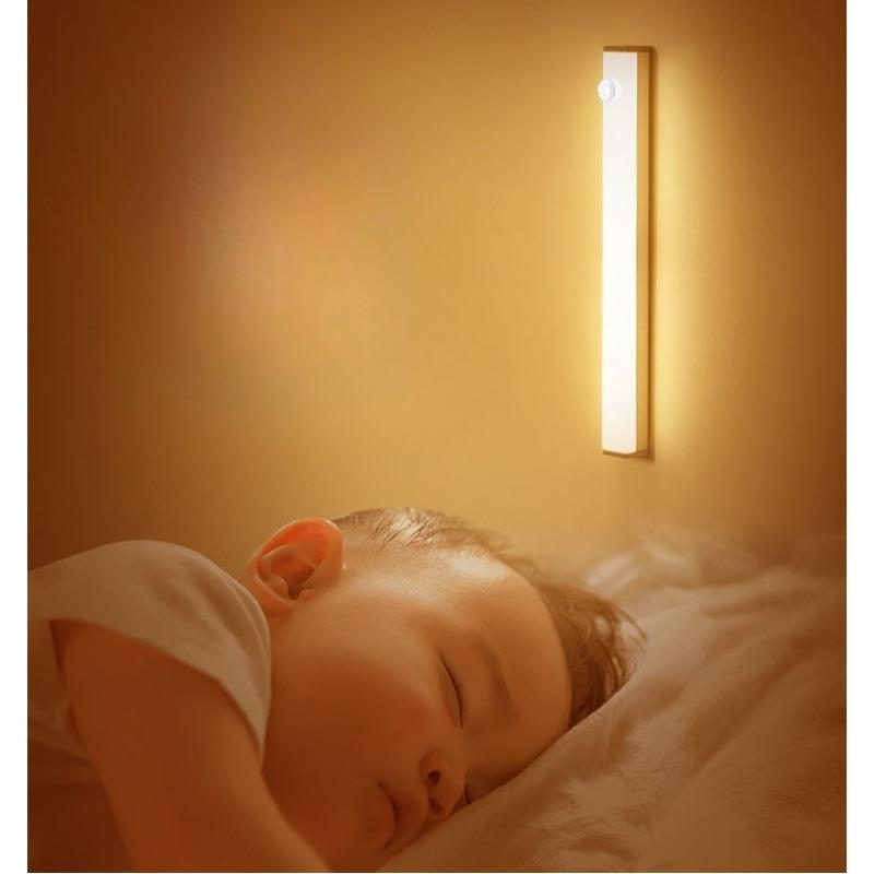 LED Intelligent Human Body Sensing Wireless Magnetic Strip Night Light Rechargeable Kitchen Wardrobe Cabinet Lamp for Bedroom