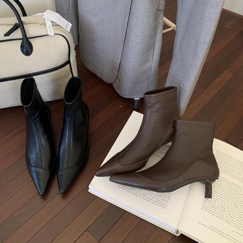 Fashion SUOJIALUN 2025 New Brand Women Ankle Boots Fashion Pointed Toe Slip On Ladies Elegant Short Boots Shoes Thin Low Heel Dress Pump