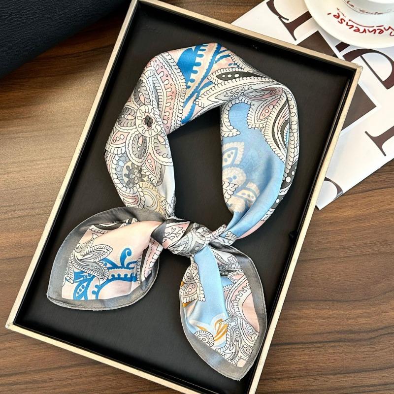 Polka Dot Silk Scarf Square Scarf High-end New Versatile Decorative Scarf Scarf Scarf Neck Cashew Flower Scarf Shawl Can Be Used As a Tube Top