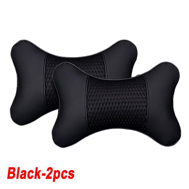 PU Leather Knitted Car Pillows Headrest Neck Rest Cushion Support Seat Accessories Auto Black Safety Pillow Universal Decor