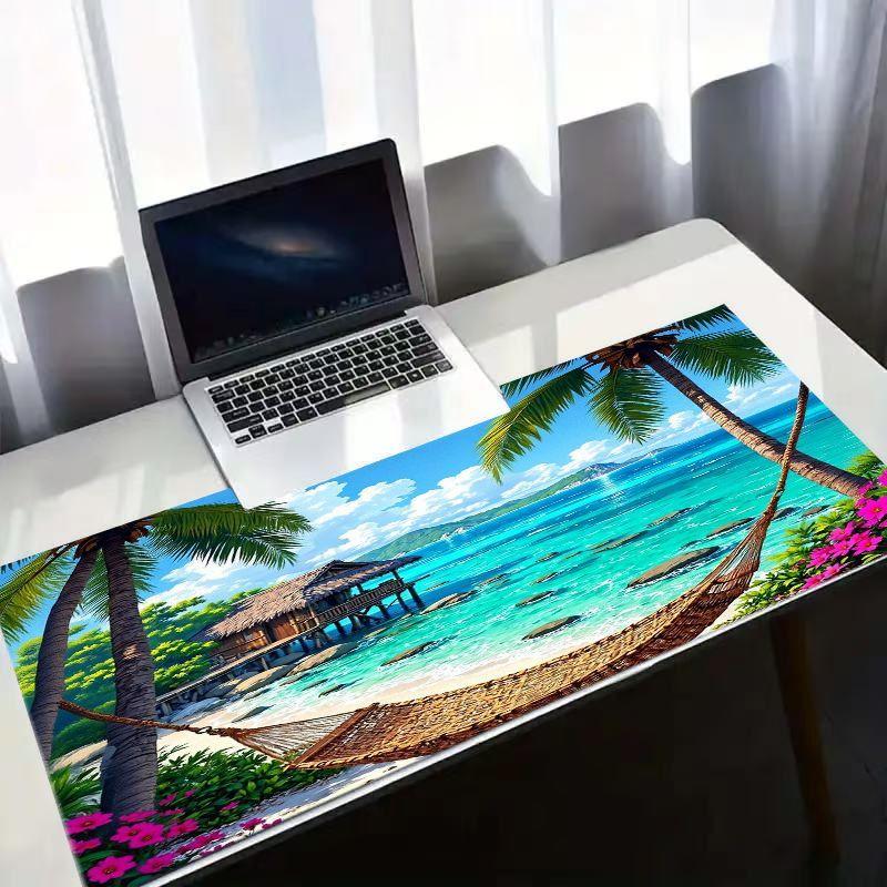 Extra Large Colorful Tropical Beach Scene Mouse Pad Soft Durable Desk Mat Ideal for Office and Gaming Desks