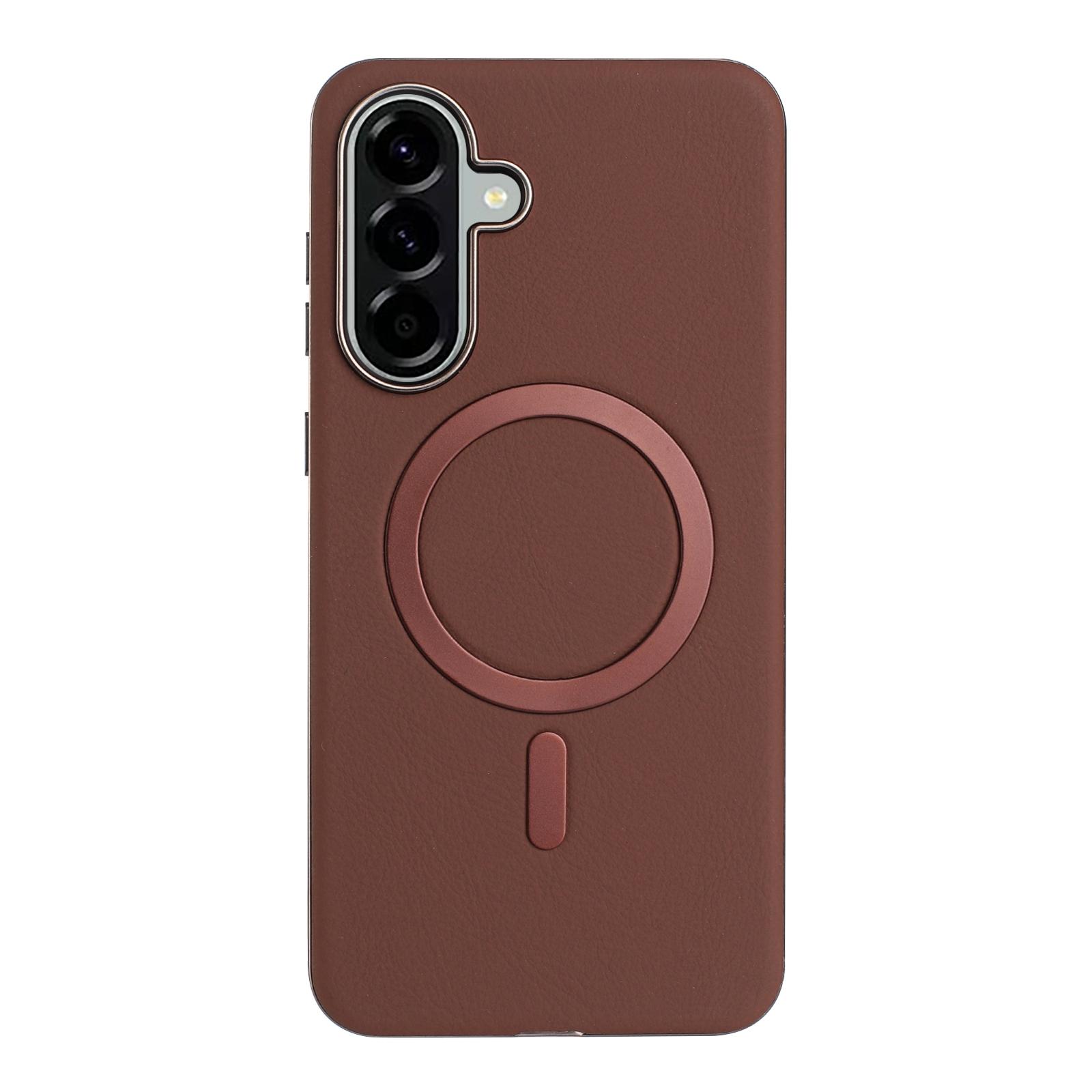 

For Samsung Galaxy A56 5G Case BINFEN COLOR BF40 Compatible with MagSafe Electroplated PU+TPU Phone Back Cover Brown
