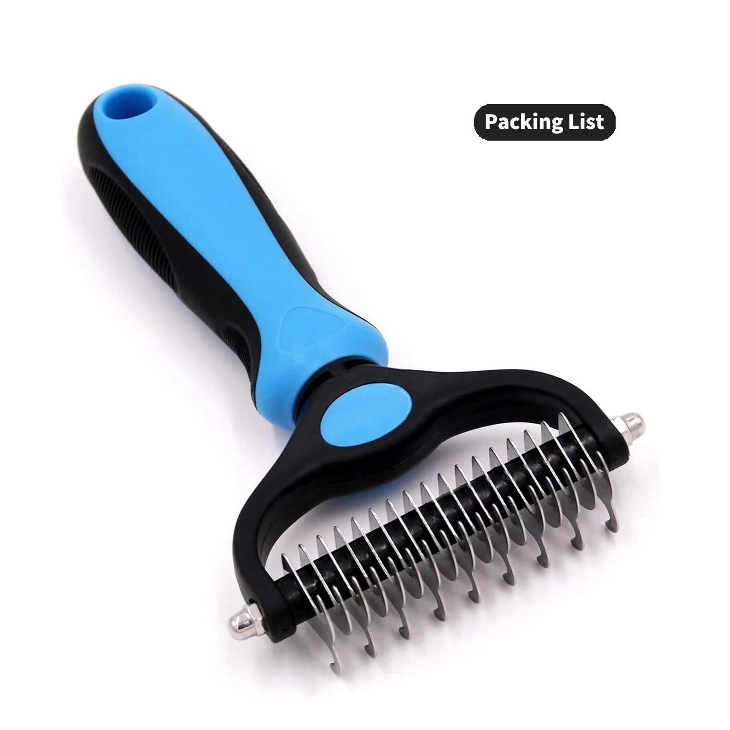 

Инструмент для ухода за домашними животными. Двусторонние грабли для подшерстка для собак и кошек. Безопасная и эффективная расческа для удаления ковриков и колтунов - больше не надоест. Type A синий