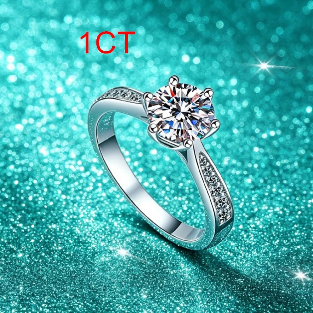 VENTFILLE Copper Moissanite Classic Ring Diamond 0.5/1/2CT D Color For Women Engagement Wedding Band Jewelry