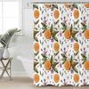 Fresh Fruit Orange Shower Curtain with Hooks Waterproof Polyester Bathroom Curtain Watercolor Bath Curtain for Bathroom Decor