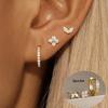 Set di 3 Paia di Orecchini a Cerchio Hoop in Acciaio Inossidabile Colore Oro per Donna Semplici Orecchini a Bottone Fiore di Zircone Gioielli per Piercing alla Cartilagine