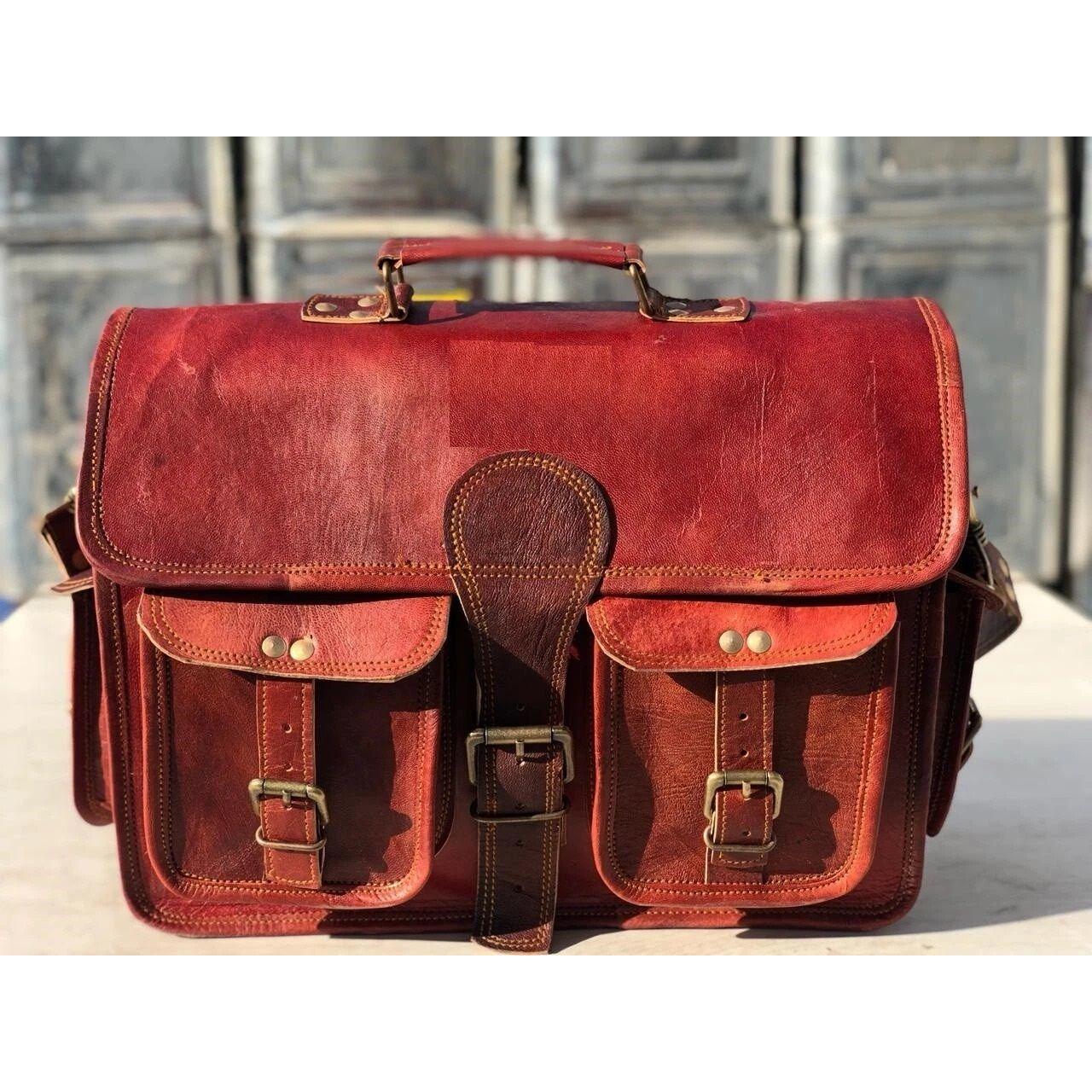 

Мужская кожаная сумка-мессенджер на плечо, деловой портфель для ноутбука 15 x 11 x 4 in