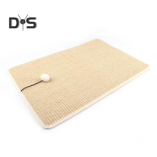 Cat Scratcher Mat Natural Sisal Scratching Mat with Plush Ball Furniture Protector Anti-Slip Walls Floors Cat Scratcher Pad Rug