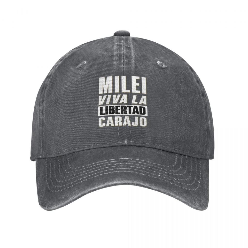 Javier Milei Viva La Libertad Carajo Retro Denim Washed Baseball Caps Women Cowboy Activities Hats Camping Mens Snapback Cap