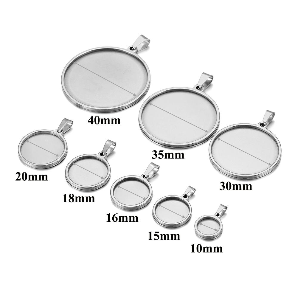

5pcs Stainless Steel Round Blank Base for Pendants Tray 15/20/25/30/35/40mm Cabochon Cameo Bases Setting Jewelry Making Supplies Inner Dia 10mm
