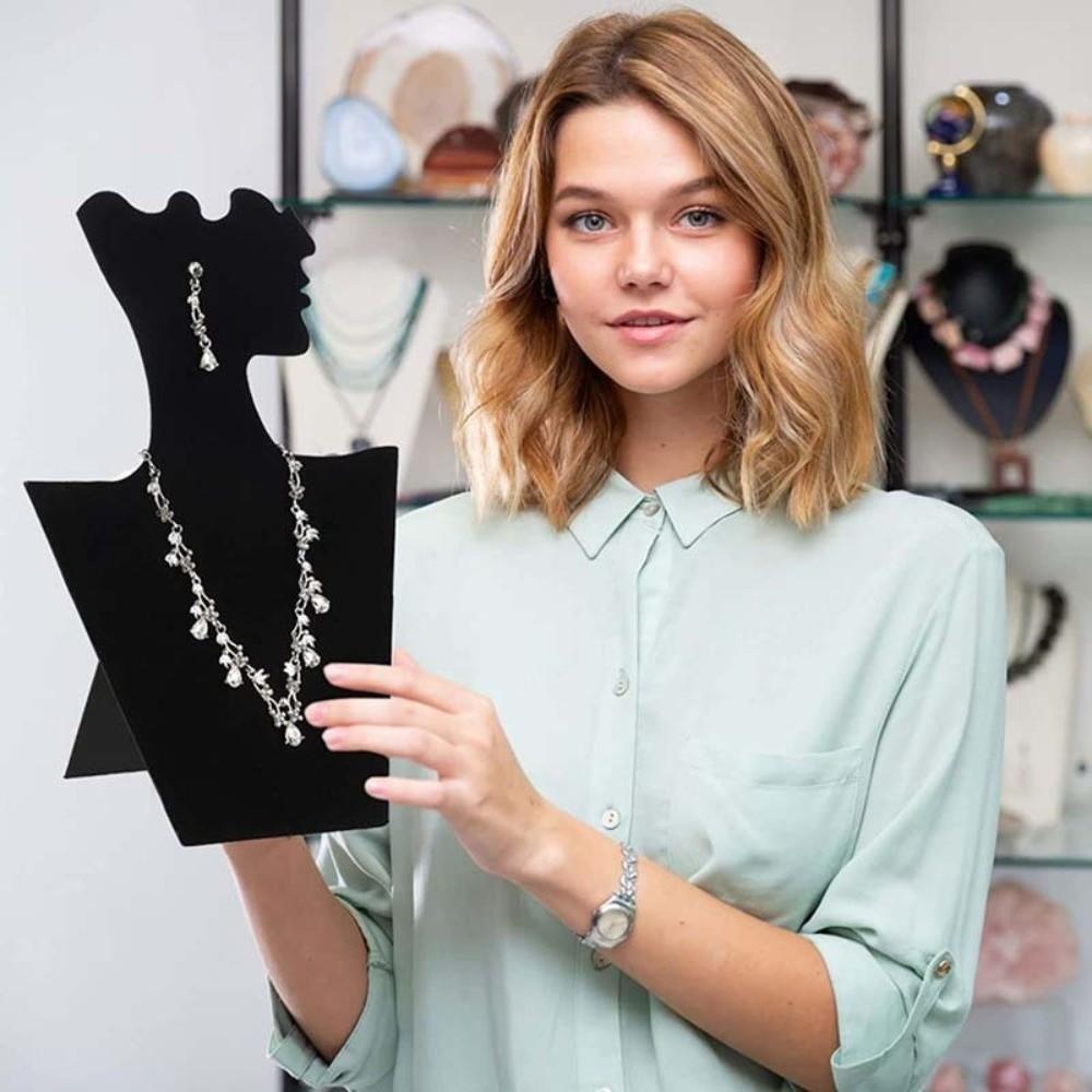 Creative Black Portrait Display Velvet Jewelry Mannequin Pendant Organizer Bust Pendant Window Display Jewelry Display Stand