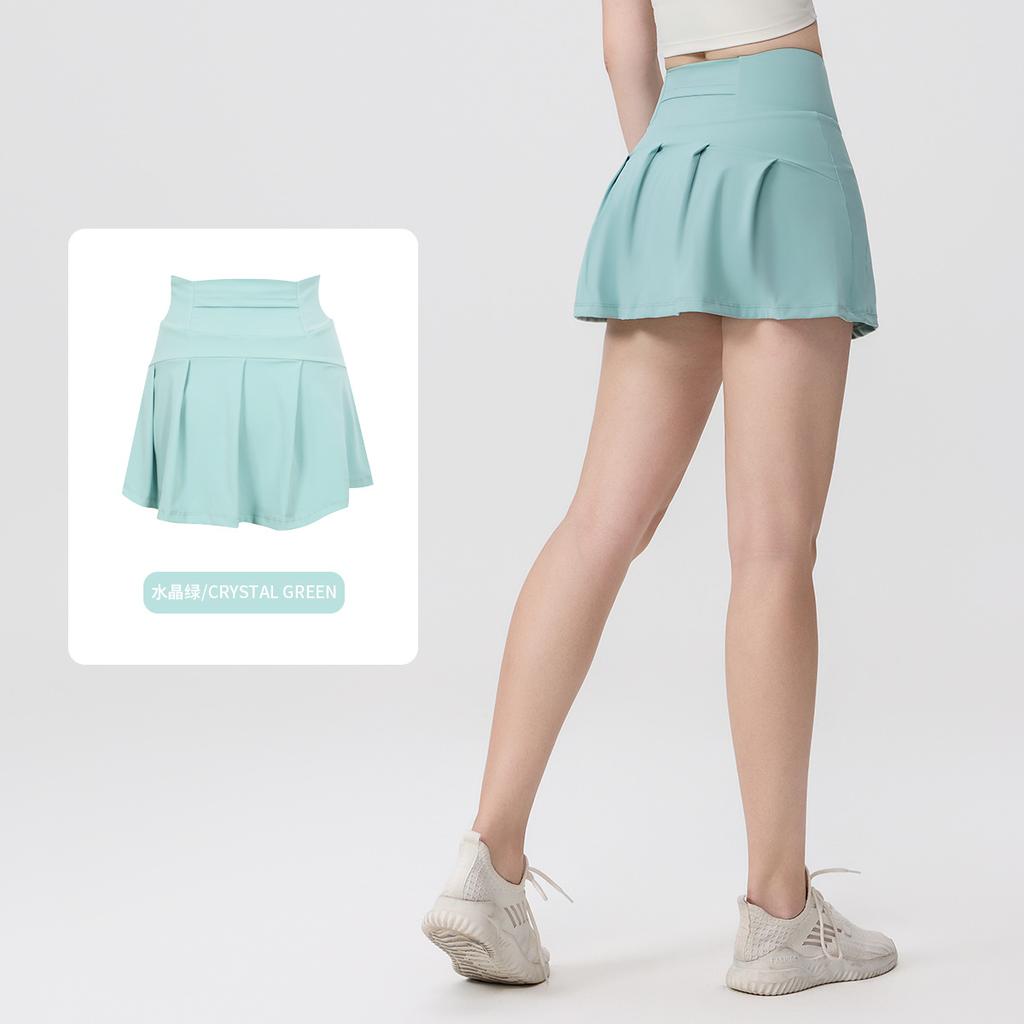 () Sports Tennis Skirt Women'S Anti-Light Fitness Skirt Fake Two-Piece Yoga Quick-Drying Pleated Skirt Shorts