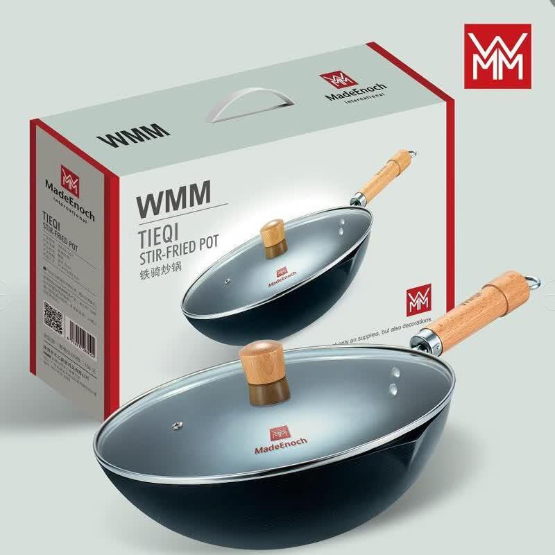 WMM Iron Wok with Extended Beech Handle