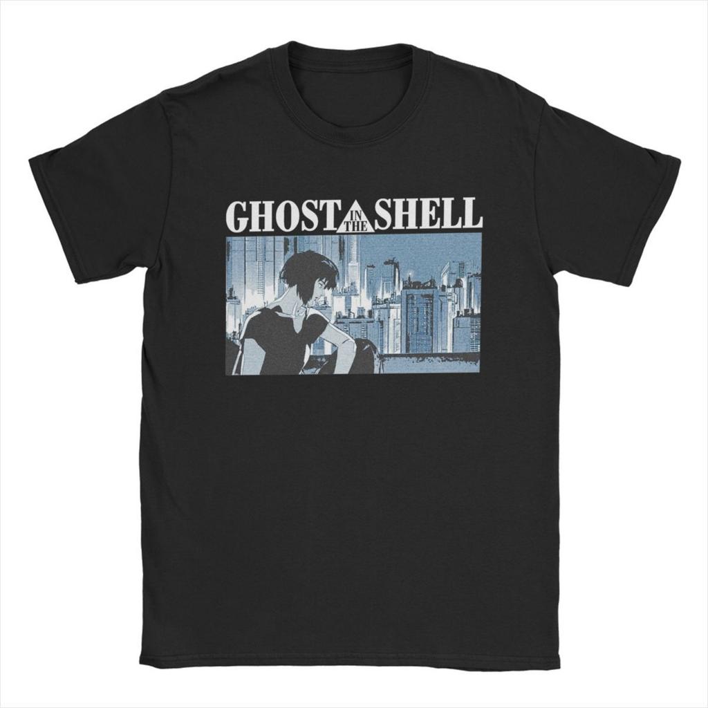 T-shirt da uomo Ghost In The Shell Anime Cotone Puro Abbigliamento Casual Manica Corta Girocollo Maglietta T-shirt Taglie Forti