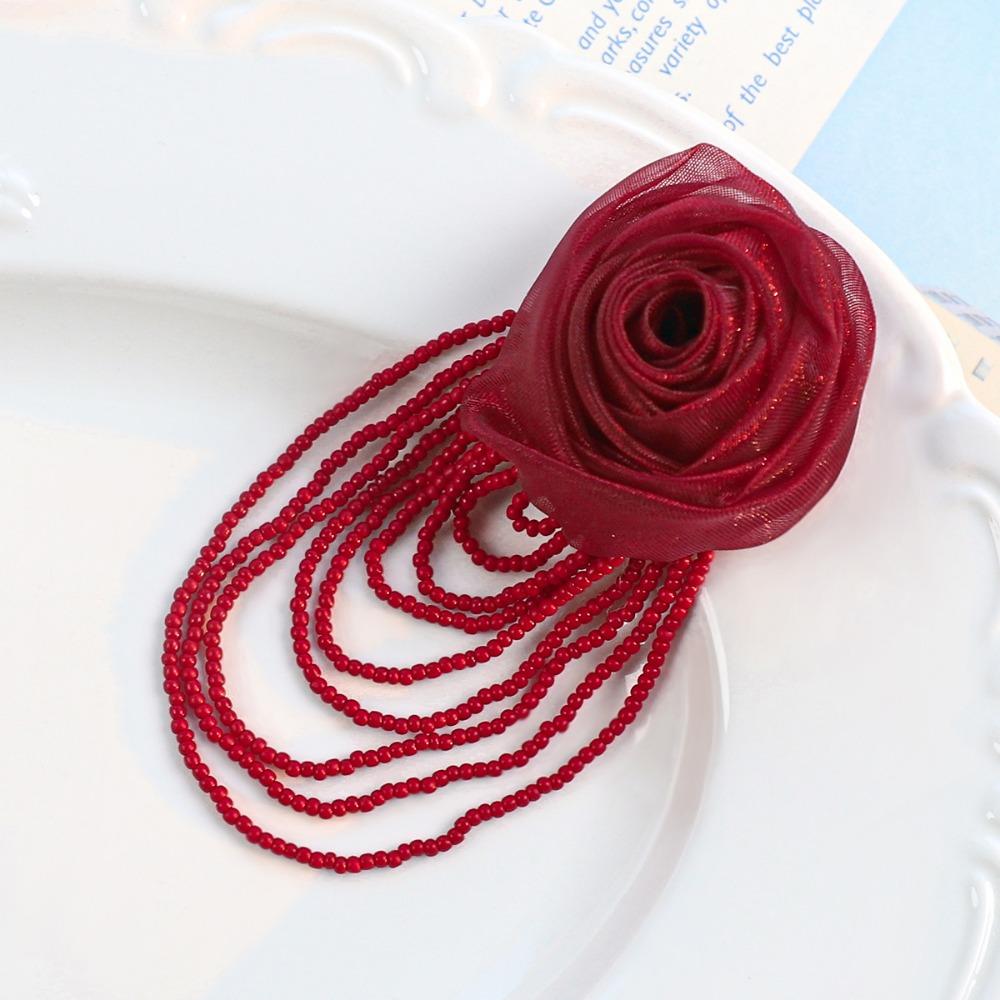 

Mesh Organza Rose Flower DIY Clothing Patches Retro Chest Flower Hair Clip Accessories красный