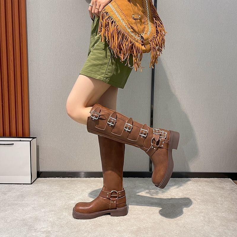 Fashion Fleece-Lined Platform Women's Long Boots Autumn Winter Ladies Knee High Shaft Shoes Gyaru Gothic Designer Luxury Trend 2025 Boot