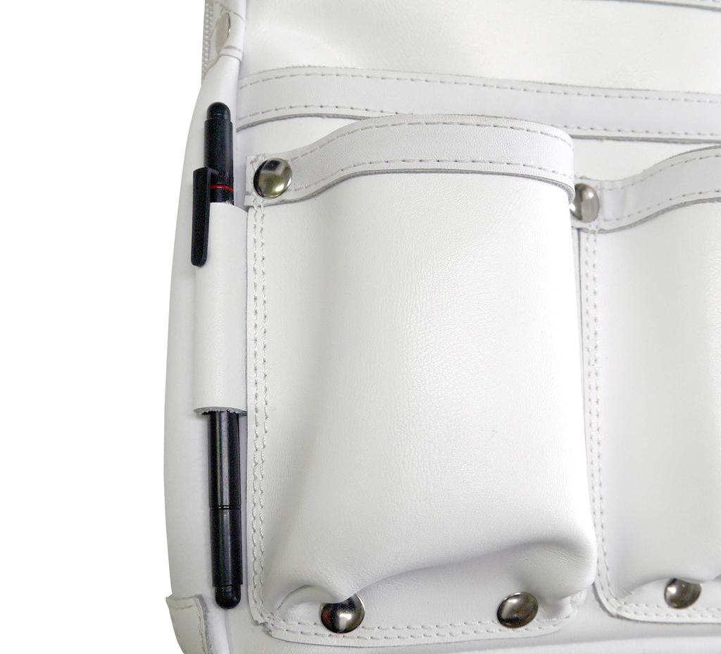 Gokusho white leather nail bag with ink pot holder GL-03W