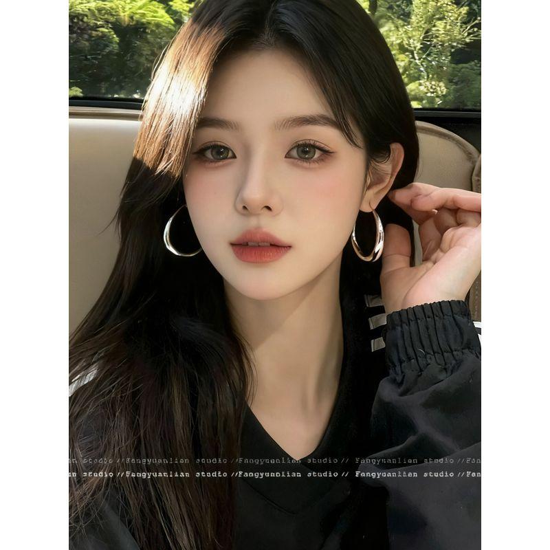 Square and round Face Tiancai ~ European and American Big Circle Earrings Women 2025 New Popular High-Grade Ear Ring Cold Style Earrings