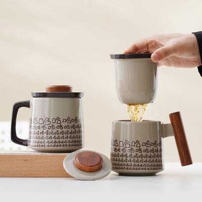 Ceramic Mug High Temperature Resistance Panda Tea Separation Cup Simple Personal Couple Water Cup Office Creative Trend Teacup