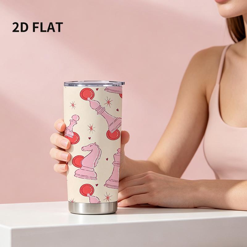Car Tumbler 591ml Chess Element Straw Cup coffee tumbler tumbler with lid straight tumbler 20oz tumbler Car Tumbler 591ml
