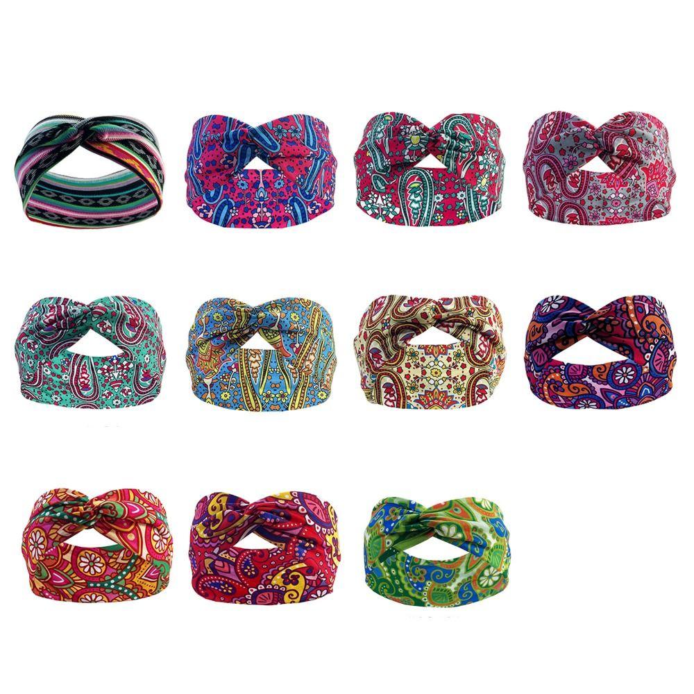 10*25cm Bohemian Yoga Elastic Headband Sweat Absorbent Sports Fitness Headband