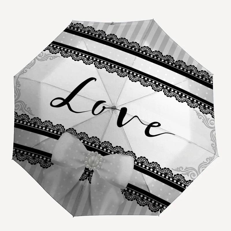 

1pc Love, Lace, Bow Umbrella with Plastic Handle,Compact & Stylish,Suitable for All Seasons YS331058