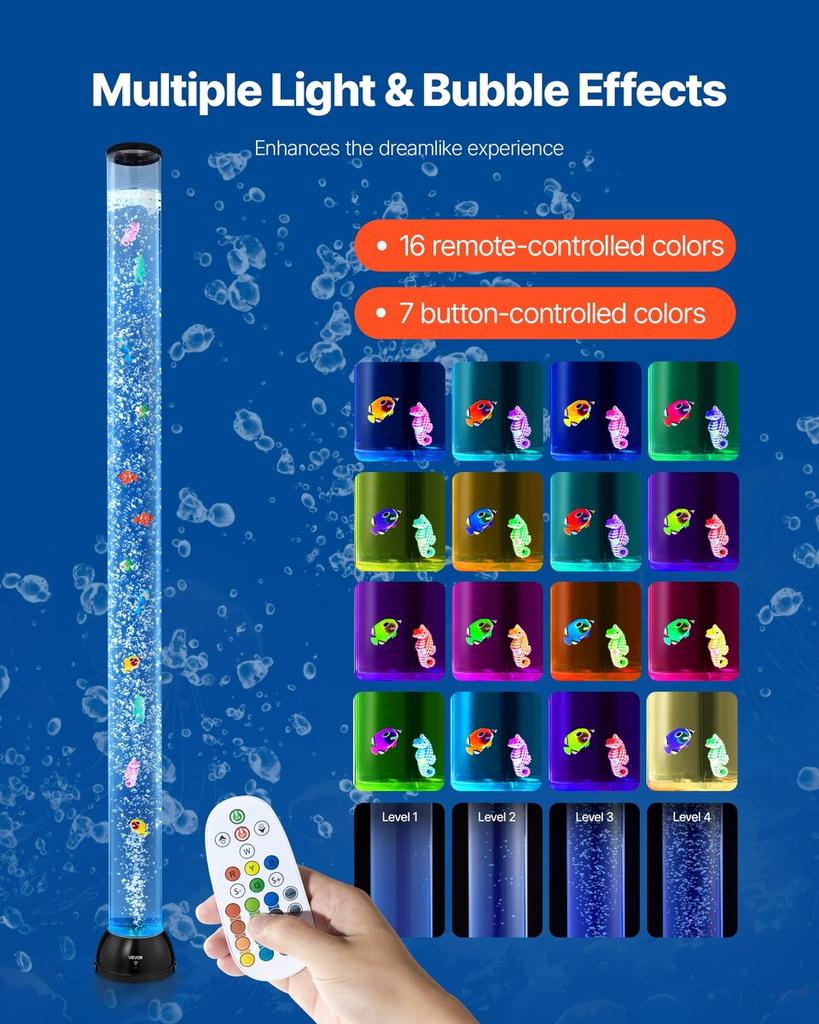 Bubble Tube Lamp 16 Color 150 cm Sensory Aquarium Lamp for Relief Calming