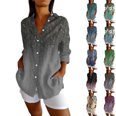 Γυναικεία Πουκάμισα με Κουμπιά Βαμβακολινά Μακρυμάνικα Πουκάμισα Φόρεμα Καθημερινά Καλοκαιρινά Τοπ Εργασίας Μπλούζες