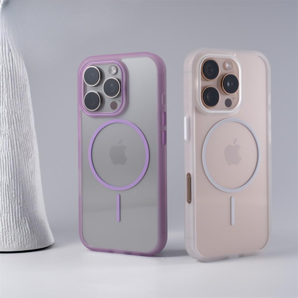 New IPhone16 Transparent Thin Ring Magnetic Suction Phone Case Suitable for Apple 15promax Simple Anti Fall Protection Case