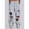 JADE Trendy Casual Pants Street Hip Hop Ripped Design Wide-leg Sweatpants Trousers