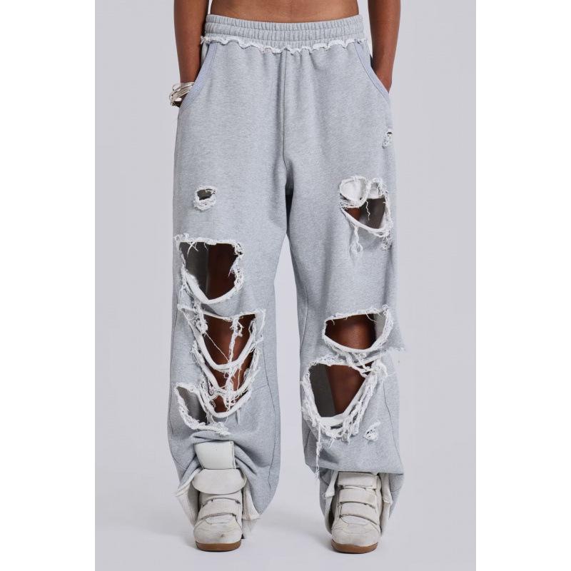 Framont Fashion House JADE trendy casual broek straat hip hop gescheurd design wijde pijp joggingbroek L