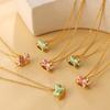 2026 New Women's European American Animal Style Cartoon Macaron Color Cute Stainless Steel Rocking Horse Pendant Necklace Bamboo