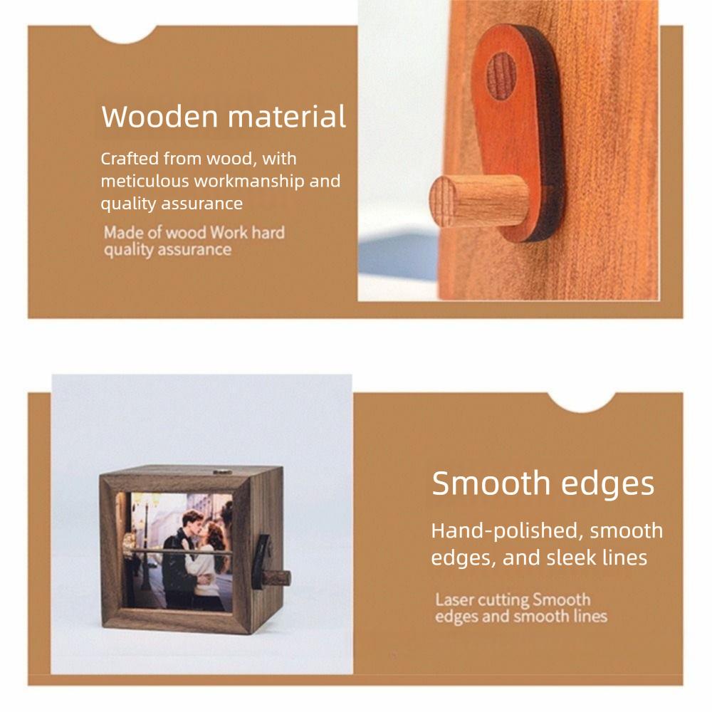 8/16 Foton Handvevad Foto Flipbok Ram Lysande Trä Animerat Fotoalbum Alla hjärtans dag