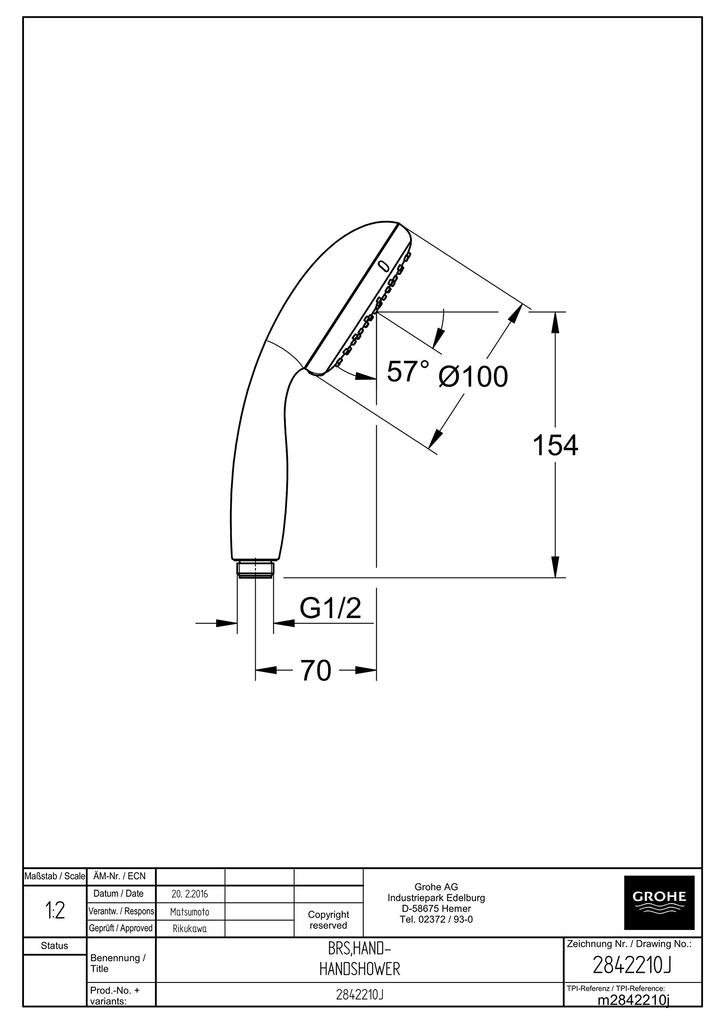 2842220J GROHE Tempesta 100 Hand Shower, Dual (Authorized GROHE Online Store, Compliant with Japanese Standards)
