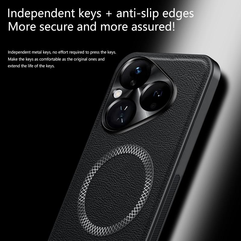 For Huawei Pura 80 P80 Case Magnetic Elegant Leather Wear-Resistant Lens Fully Covered Non-Slip Grip Edge Cover Shell
