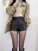 Leather Shorts Black Y2k Women Autumn And Winter High Waist Bag Hip Sexy Pu Leather Bottoming Elastic Shorts Plus Size S-4XL
