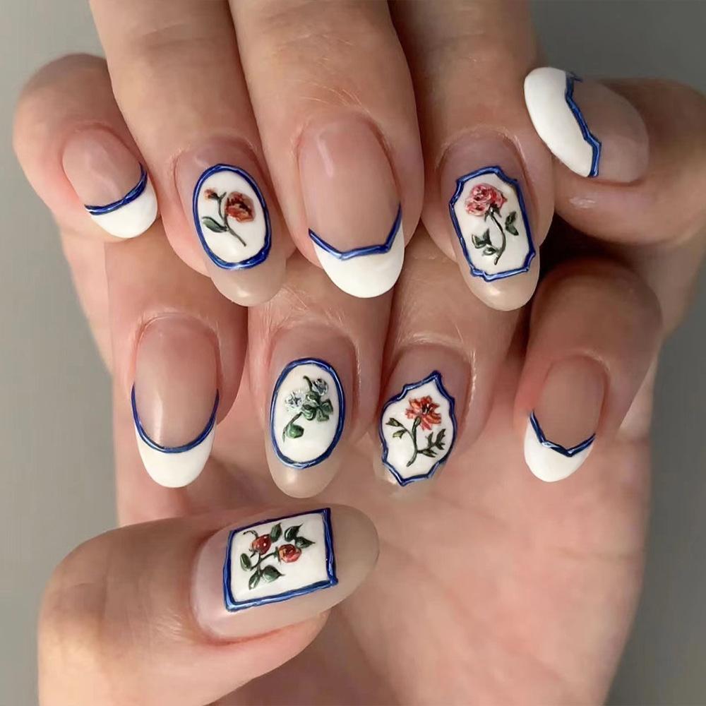 Hot-selling retro wind rose nail art sticker 5d flower relief sticker 3D three-dimensional nail sticker without curling edge