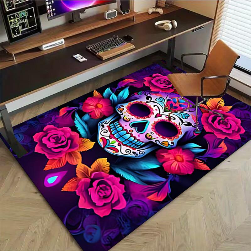 1pc sugar skull flowers Carpet, Office Rug Outdoor Mat Home Decor Area Carpet Festival