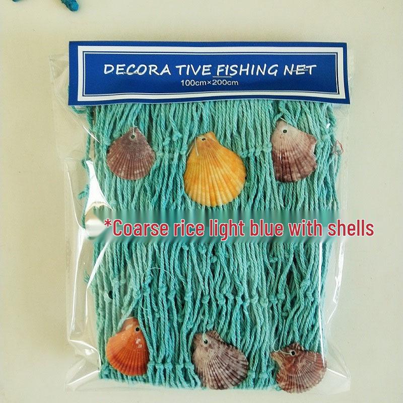 Handmade Cotton Fishing Net Wall Hanging with Shell and Float Decorations