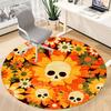 1pc Skull Flowers Office Round Area Rug,  Mat Suitable For Office, Under Office Chairs Bedroom Living Room Home Decor, Room Deco