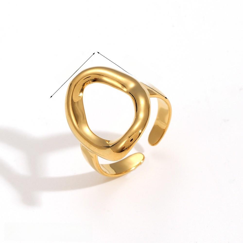 Style Geometric Stainless Steel Ring With 18k Gold Plating For Women And Men