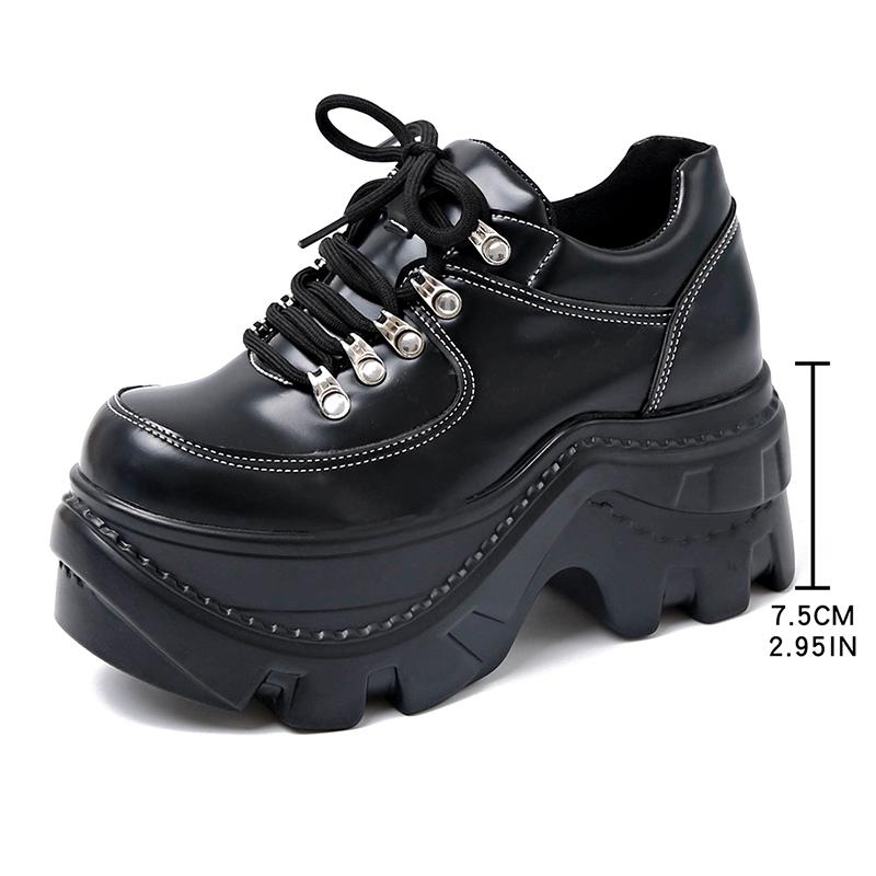 Fashion Fashion Black Chunky Sneakers for Women 2025 Autumn Platform Sports Shoes Woman Gothic Punk Style Thick Sole Sneakers Plus Size