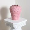 Strawberry Shaped Ceramic Vase Rose L Hand Painted Glazed Pink Large For Home Floral Arrangements