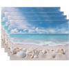 Ocean View Placemats with Starfish and Shells - Realistic Seascape Table Decor Idea for Coastal Kitchen Dining Mats Easy Clean