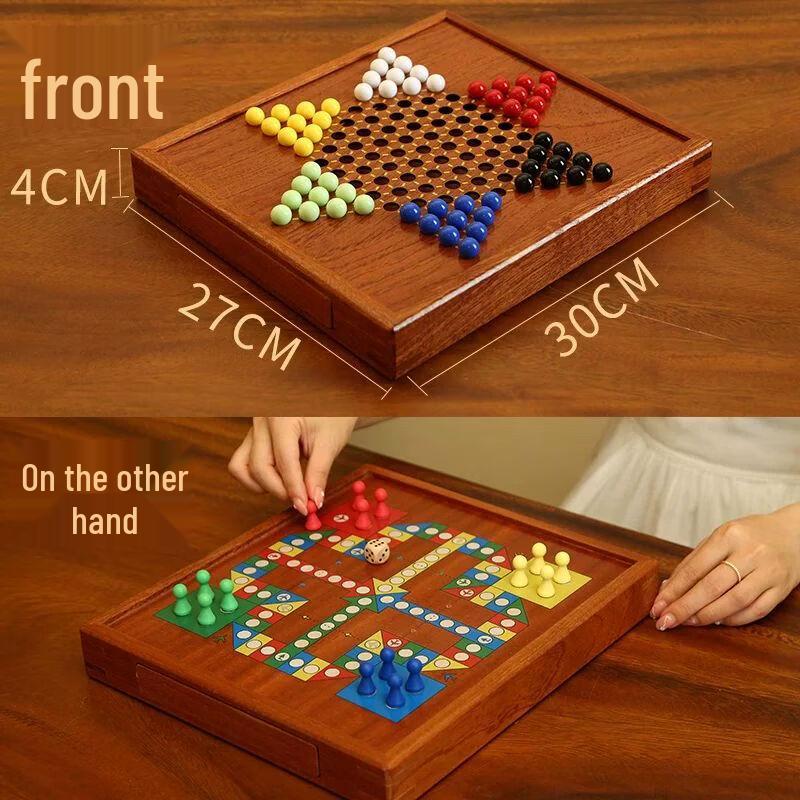 Wooden 2-in-1 Chinese Checkers Game Set