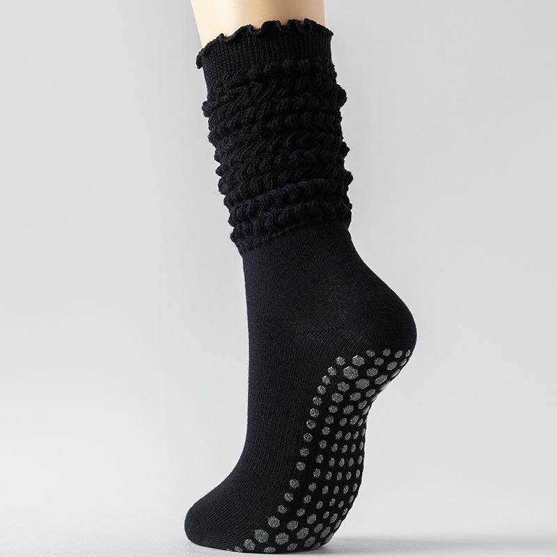 1 Pair Women Non Slip Yoga Socks High Elastic Slouch Crew Socks Silicone Grip Fitness Pilates Socks
