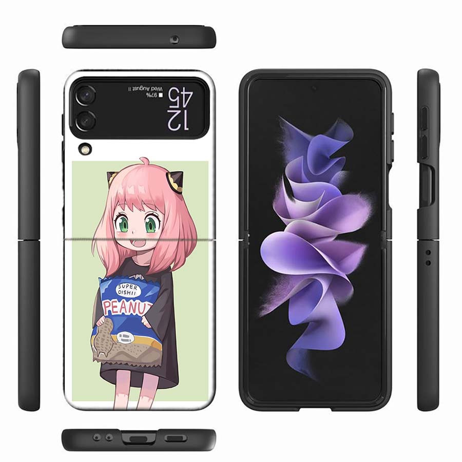 Anya Forger Mind Reading Phone Case For Samsung Z Flip 6 7 5G Z Flip 5 Galaxy Z Flip 3 4 5G ZFlip Shockproof Hard Cover TPU PC C