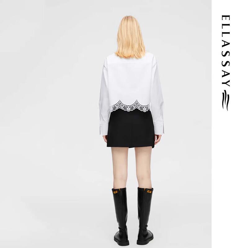 ELLASSAY Women's Elegant French Style Lace Hollow Shirt